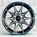 RIN 14X7 4-100/114.3 1 SPORT QC1518 BLACK MACHINE FACE BLUE LINE* ET0 CB73.1